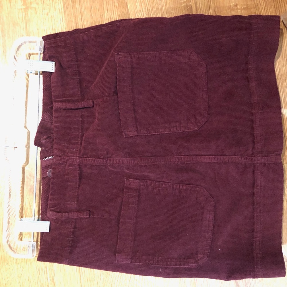Burgundy Corduroy Mini Skirt